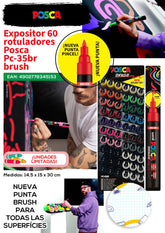 Expositor 60 Rotulador Posca Pc-5Br Brush 16 Colores | Posca | Pack 60 Unidades